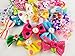 Hixixi 50pcs/pack Pet Cat Dog Hair Bows Multicolor Rhinestone Beads Flowers Topknot With Rubber Bands Puppy Hair Accessories Mix Color Random