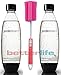 Soda Stream Original Replacement Extra Sodastream Twin Pack Black Source Water Bottles 1 Liter Bundle with Kidscare Bottle Cleaning Brush