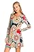 5Thread Women's Casual Print Long Sleeve Front Strappy Tunic Dress Top W/Side Pocket