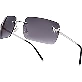 knliwkm Rimless Rectangle Y2k Sunglasses for Women Men Cute Small Clear Frameless Tinted Lens 2000S Fashion Shades Butterfly