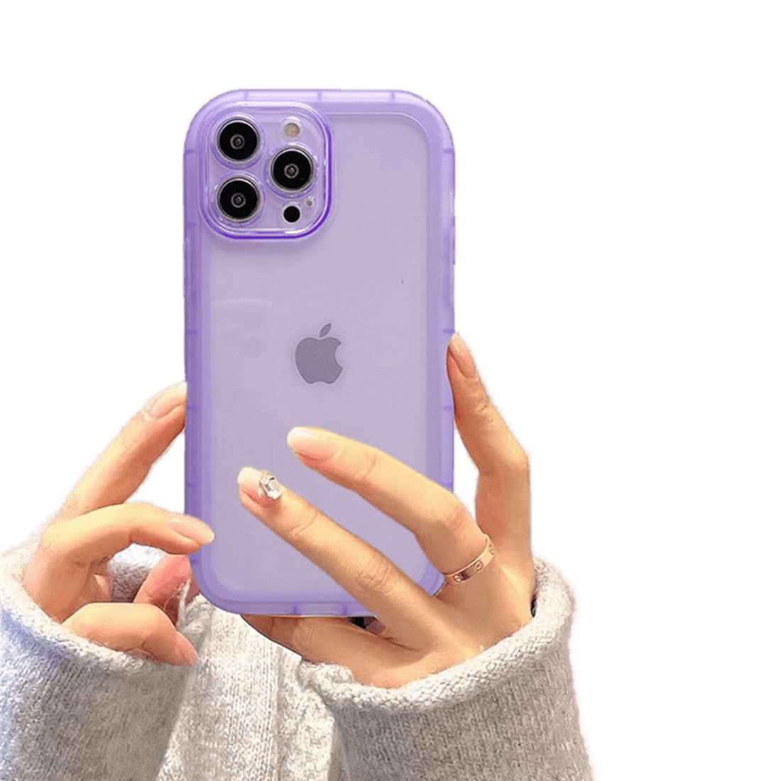 WDTURNS Compatible with iPhone 12 Pro Silicone Case, [Raised Edge Camera & Screen] [Never Yellow] Transparent Case and TPU Protective Case for iPhone 12 Pro – Purple