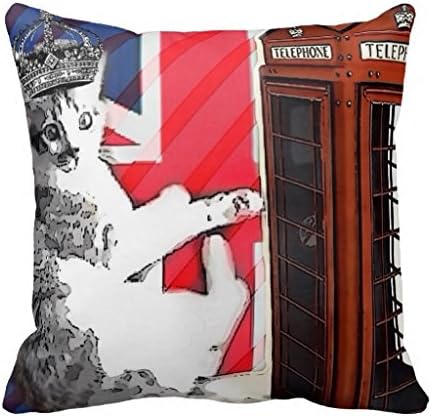 Modern British Flag Union Jack London Cat Fashion Throw Pillow Case 18" 18"