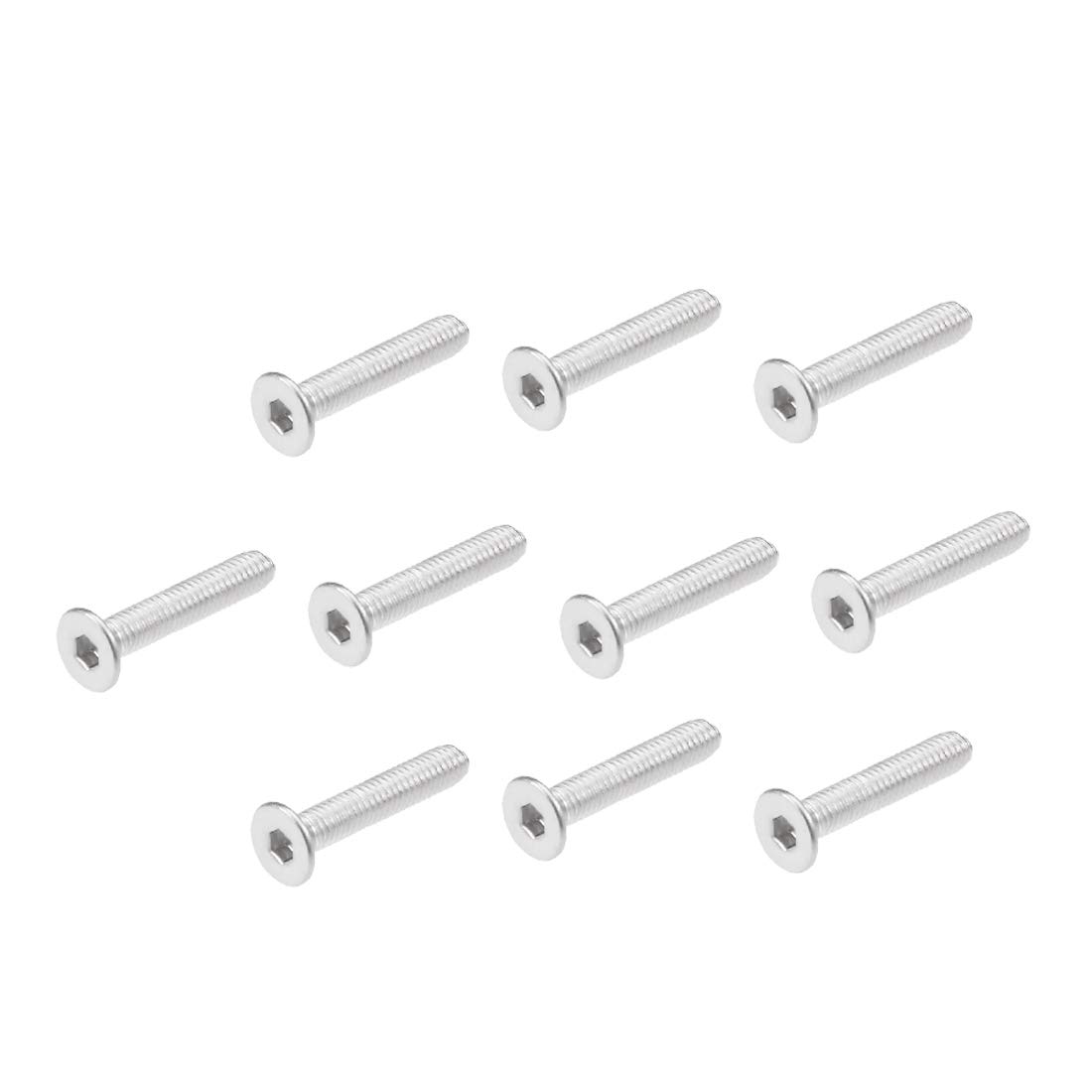 sourcing map M3x16mm Flat Head Machine Screws Inner Hex Screw 304 Stainless Steel Fasteners Bolts 80Pcs