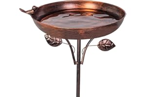 VEWOGARDEN Metal Bird Bath, Outdoor Standing Birdbath with Stakes, Vintage Bird Bath for Outside Garden Yard Decor, 30cm * 97