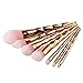 MixBeauty 7pcs Diamond Shaped Handle Makeup Brush Set For Powder Foundation Contour Blending Eyeshadow Eyebrow Brushes(Rose Gold)