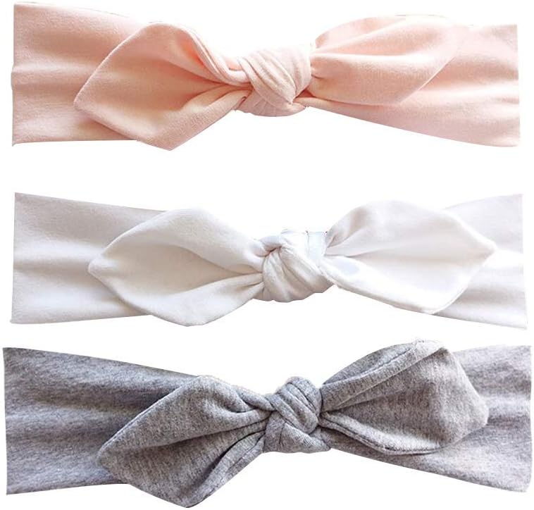 Bllattababy Cotton headbands Girls Bowknot Hairband Cute Bow Christening Gifts Keepsakes Xmas-Present 3Pcs
