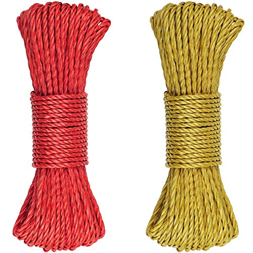 SteadMax 150ft Multicolor Plastic 3/16" Rope for Sports & Outdoors, Hiking, Camping, Heavy Duty General Purpose Utility Cord, Ideal Clothesline, Anchoring Tents, Awing, Hammock (2 Pack, 75ft Each)