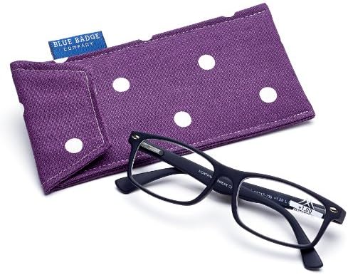 Spotty Grape Glasses Case with Black Frame +2 Magnification Reading Glasses