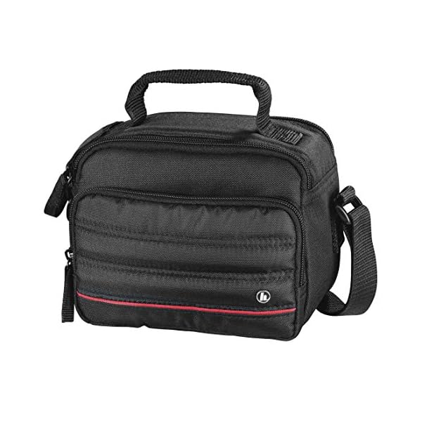 Hama Kameratasche „Samara“ für Digitalkamera (Fototasche für DSLR und Camcorder, mit Zubehörfach, Tragegriff und Inneneinteilung, Umhängetasche, reißfestes Polyester, 16 x 10 x 13 cm) schwarz
