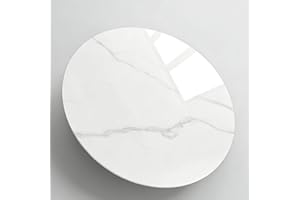 MEIHUA Round Table Top Multiple Sizes - Tempered Glass with Marble Design, Shatter-Resistant & Heatproof Surface Protector, Multipurpose for Dining/Coffee/Patio/End Table DIY Replacement (White, 20 inch)