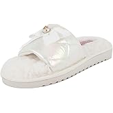 Juicy Couture Women's Faux Fur Slide Sandal Slippers, Open Toe, Comfortable Indoor Outdoor House Shoes