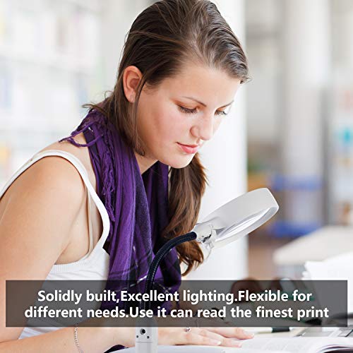 XYK Large LED Lighted Magnifier with Stand Folding Design with 6 LED