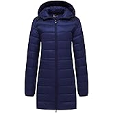 wantdo Women's Quilted Puffer Coat Hooded Long Jacket Lightweight Winter Coats