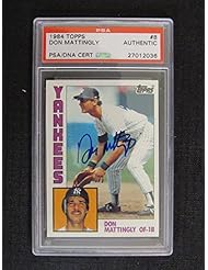 Collectibles: Don Mattingly Signed Auto Autograph 1984 Topps #8 Rookie Card RC - PSA/DNA Certified - Baseball Slabbed Autographed Cards - Sports Memorabilia