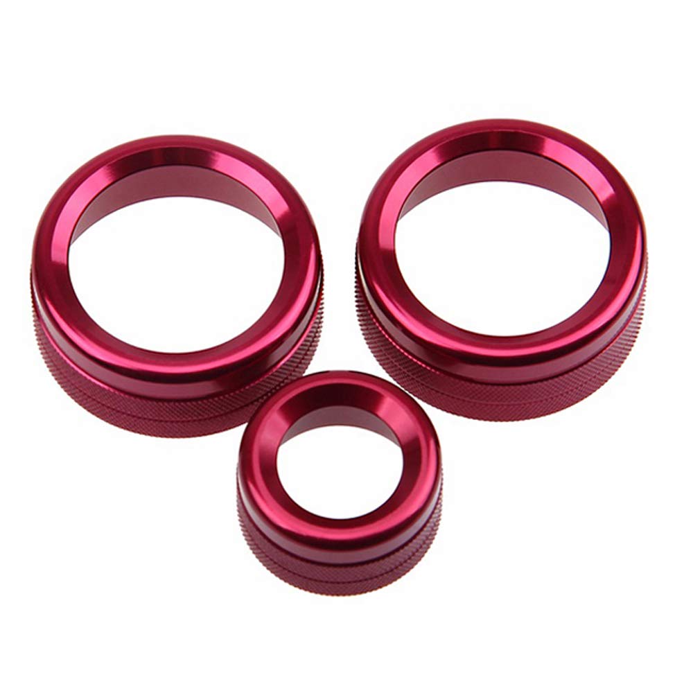 PolarLander 3Pcs/Lot Car Air Conditioning Rings Radio Volume Knob Ring Covers Decorative Circle Trim High Match Red