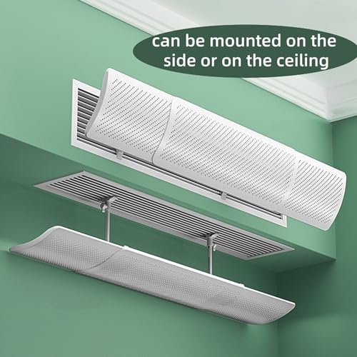 Adjustable Central AC Air Flow Deflector, Telescopic Air Conditioner Deflector, Side Outlet Air Wing Air Cooled Baffle Wind Direction Telescopic Windshield (58.5-95.5cm)