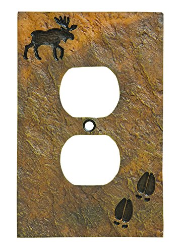 Big Sky Carvers 30170443 Moose and Tracks Single Outlet Cover