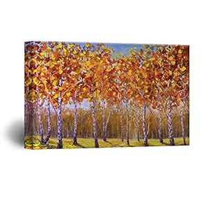 Abstract Trees with Yellow Leaves in Forest