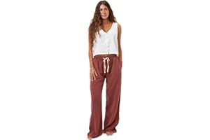 Rip Curl Womens Cotton Crepe Poplin Beach Pants – Smocked Waist, Front & Back Pockets & Longer Length for a Relaxed Fit
