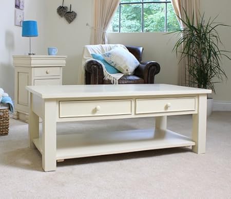 Devon Cream Painted Mahogany Furniture Coffee Table With Drawers