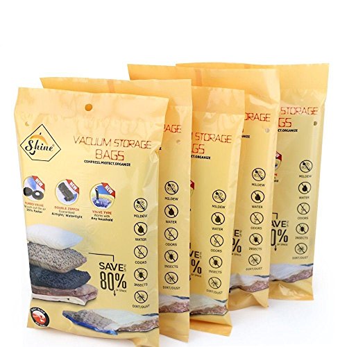 Vacuum Storage Bags With Double Zipper Turbo Valve Reusable