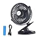Kobwa [Upgrade Version]Mini USB Clip on Desk Fan ,360 Degree Rotating Rechargeable Low Noise with 3 Speed Adjustment Fan for Home Office Baby Stroller Car Camping Tent Dorm Rooms(Black)