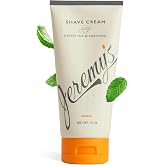 Jeremy&rsquo;s Razors Shaving Cream for Men - All Natural Shave Cream With Green Tea &amp; Menthol - Rich Lather For Face, Body, Head, Travel, Sensitive Skin &amp; Razor Burn - Men's Grooming (Made in USA, 6 Fl Oz)
