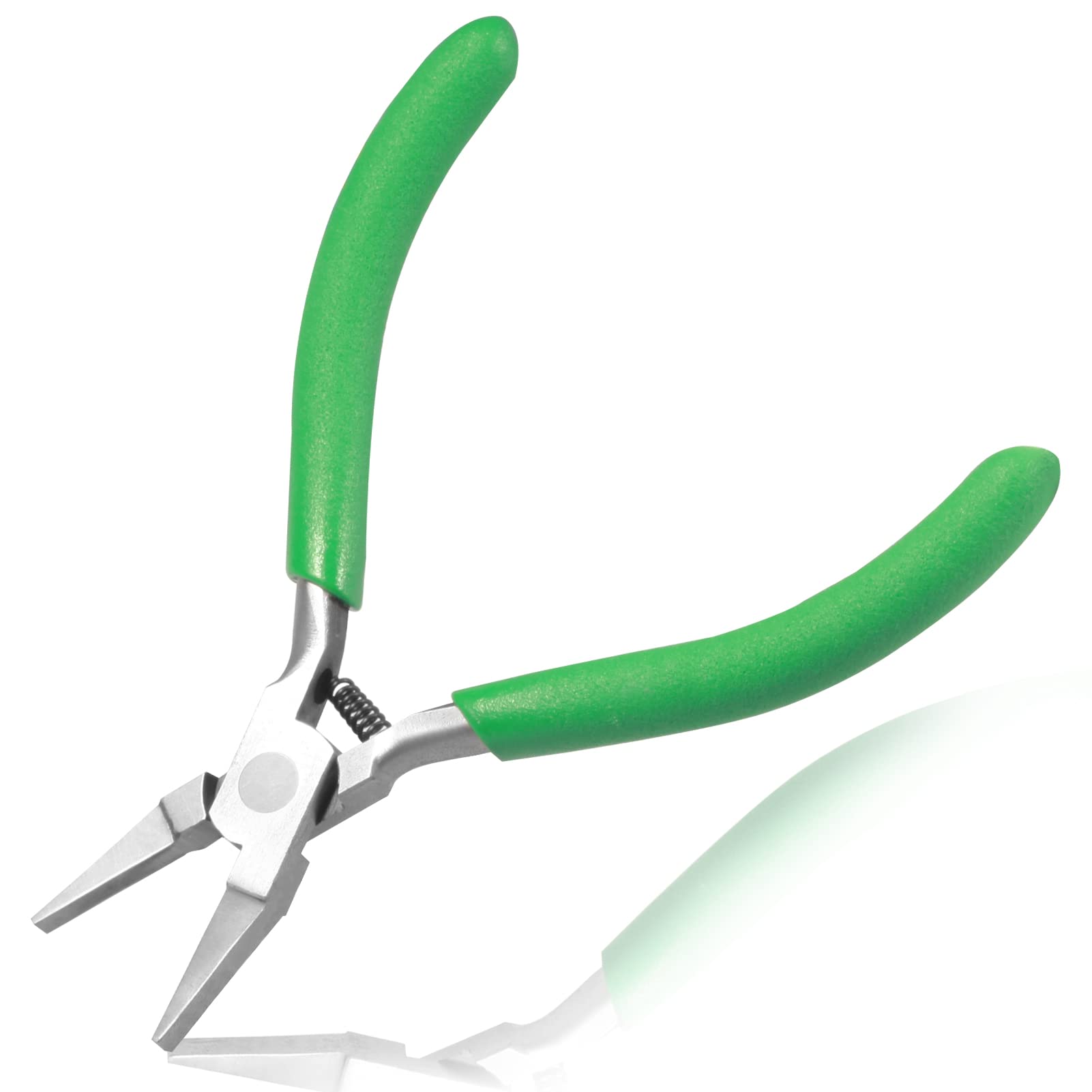 LEONTOOL Flat Nose Pliers Smooth Jaw Precision Small Jewelry Beading Making Tool Mini Pliers with Green PVC Handle for Wire Bending Warpping Straightening Shaping Professional DIY Hand Tools — image 1