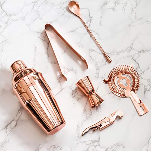 Barkeeper-Set, Kupfer, 7-teilig, Pariser Cocktail-Mixologie-Set, Roségold, Shaker mit Stößel, Ausgießer, Sieb und… – Bild 7