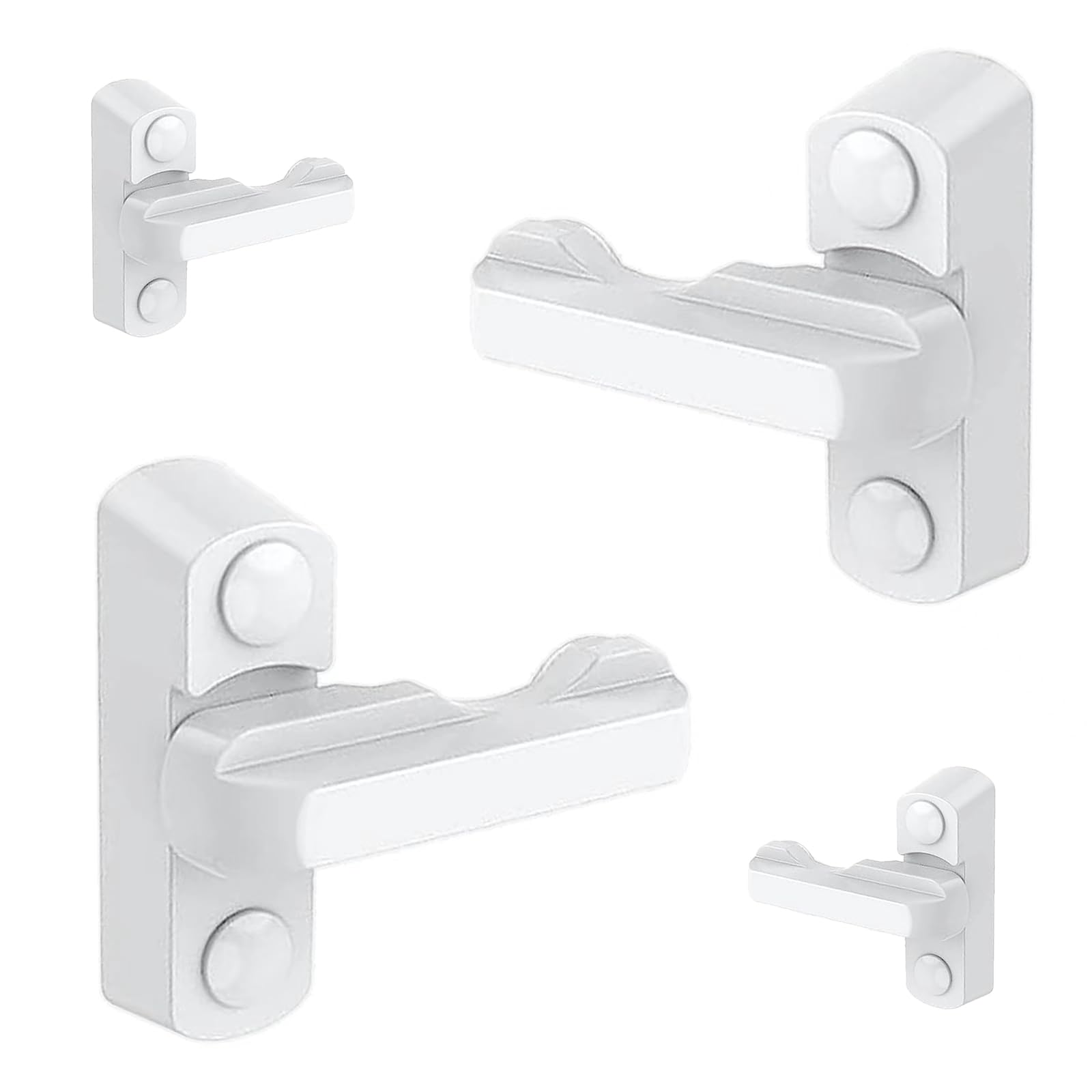 FUZVOL 4 Pieces Sash Jammer,White Zinc Cast Alloy Window Blocker,Extra Additional Home Door Window Security Locks,Anti-Theft Locks Buckle for UPVC PVC Doors Windows
