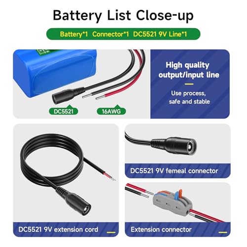 Mspalocell Rechargeable 12V 5600mAh Lithium ion Battery Pack with Charger Bare Leads Wire for 12V Devices RC Car,LED Strip,DIY Project,Electronic Organ,Optical Network Unit,CCTV Camera,Solar Panel
