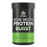 Ancient Nutrition Bone Broth Protein BURST Pre-Workout Energizer, Apple Greens Flavor, 30 Servings Size - Powered by Ancient Superfoods, Adaptogenic Herbs and Organic Coffee Berry