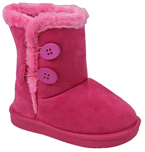 Baby Girls Toddler Warm32F Fuchsia Slouch Buttons/Sweater Knit Faux Fur Lined Soft Sole Infant Boots-4