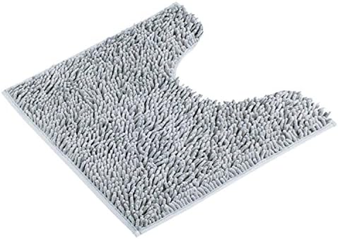 [Updated]CHESEY Non Slip Toilet Rug U Shaped Soft Bathroom Mat Microfiber Contour Absorbent Grey (50cm50cm)