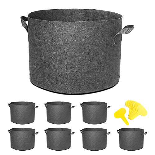 5 Gallon 8-Pack Plant Pot Black Grow Bags Fabric Pots for Potato Tomato Vegetables Planting W/Handles Hydroponics