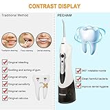 Pecham Water Flosser Professional Cordless Dental Oral Irrigator - 3-Mode Rechargeable IPX7 Waterproof High Capacity Water Tank with 4 Jet Tips
