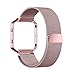 UMTELE Stainless Steel Milanese Magnetic Bracelet Replacement Band with Metal Frame for Fitbit Blaze Watch, Small, Rose Pink Gold