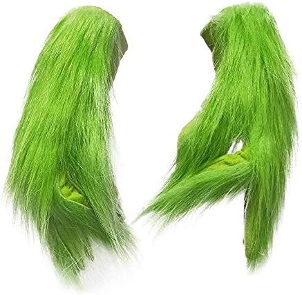 Christmas Adult Grinch Deluxe Santa Costume Funny Performance Props Green mob gloves