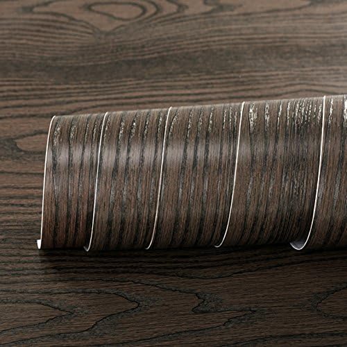 Teemall Ebony Dark Wood Grain Faux Finish Textured Vinyl Wrap Film for Home Office Furniture DIY Easy to Install 12''x79''
