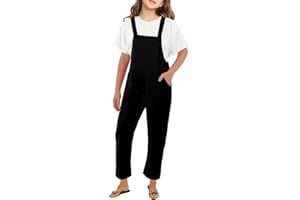 Mlvekrt Girls Overalls Sleeveless Adjustable Jumpsuits Kids Casual Loose Romper Cute Long Pants with Pockets 4-14 Years