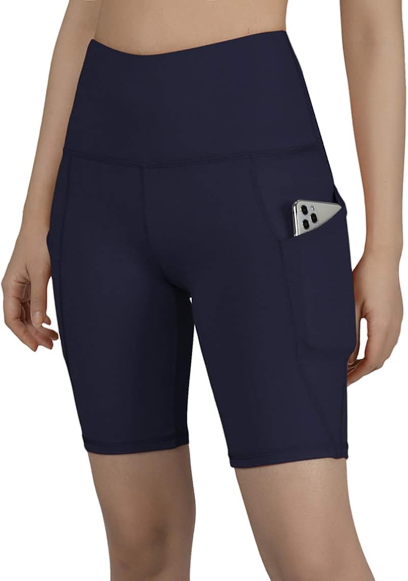 ODODOS High Waist Out Pocket Yoga Short Tummy Control Workout Running Athletic Non See-Through Yoga Shorts