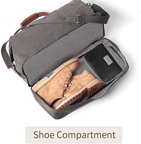 Canvas Travel Tote Luggage Men's Weekender Duffle Bag with Shoe compartment (Dark Grey) 2 Canvas Travel Tote Luggage Men's Weekender Duffle Bag with Shoe compartment (Dark Grey)