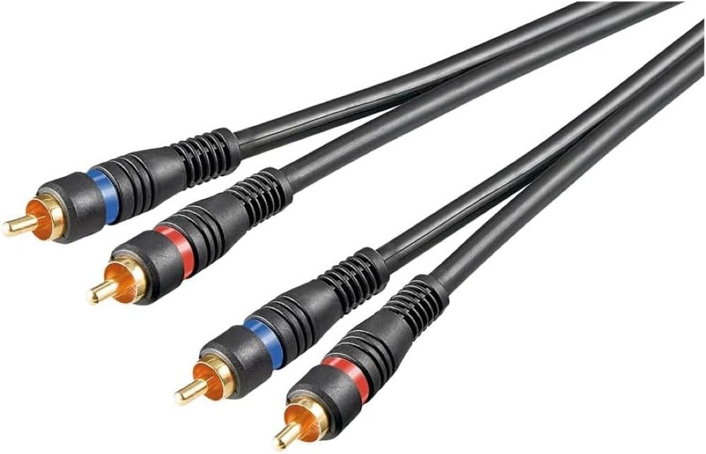 Goobay 50032 Stereo RCA Cable 2x RCA, Double Shielded, Black, 1.5 m Cable Length