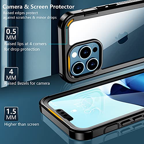 gogorelax Compatible with iPhone 13 Pro case,with Built-in Screen Protector Shockproof Case for iPhone 13 Pro 6.1 Inch(Black/Clear)