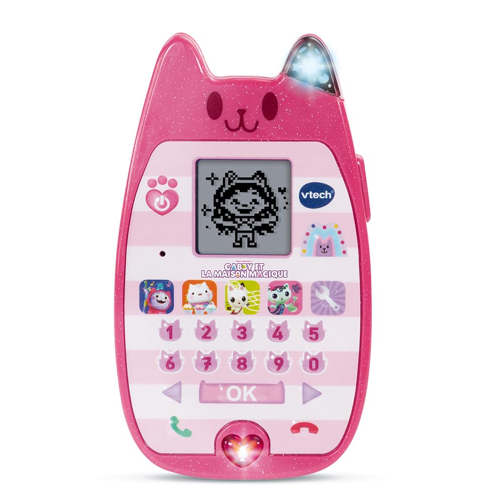 VTech - Gabby and the Magic House, Educational Smartphone, Children's Mobile Phone with Backlit Screen, 4 Games, Luminous Cat Ear, Gift for Children from 3 to 7 Years