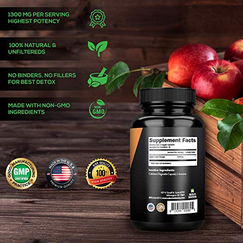 image for Apple Cider Vinegar Capsules, Detox and Colon Cleanse, Herbal Appetite