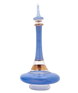 Discoveries Egyptian Imports Genie Bottle, Made in Egypt and Packaged in Decorative Hieroglyphic Box - Blue - 7"
