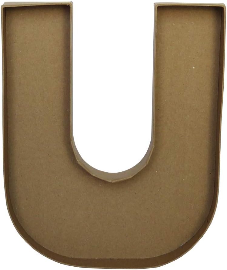 8" Small Cardboard Letter Fillable Mache Jelly Beans Candy Sweets Container (Kraft, U)