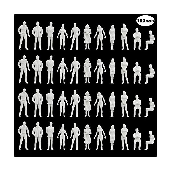 XAVSWRDE 100 Stück Menschen Modell Figuren Set 1:50 Miniaturmodell Weiße Figuren Menschliches Modell Plastik… – Bild 3