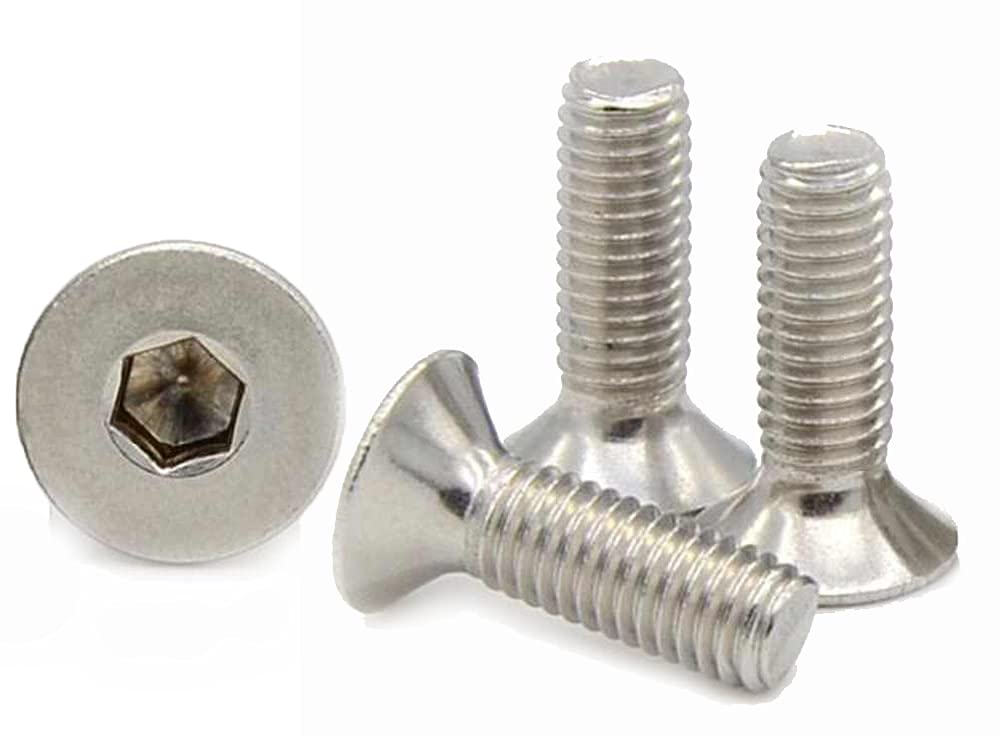 M4 (4mm x 10mm Inc Head) Hex Socket Countersunk Machine Screws - A2 Grade Stainless Steel (Pack of 20)